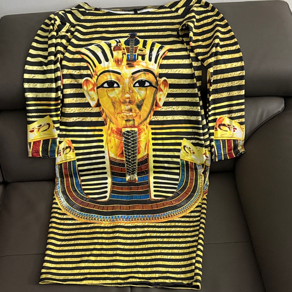 Striped Pharaoh Print Dress
